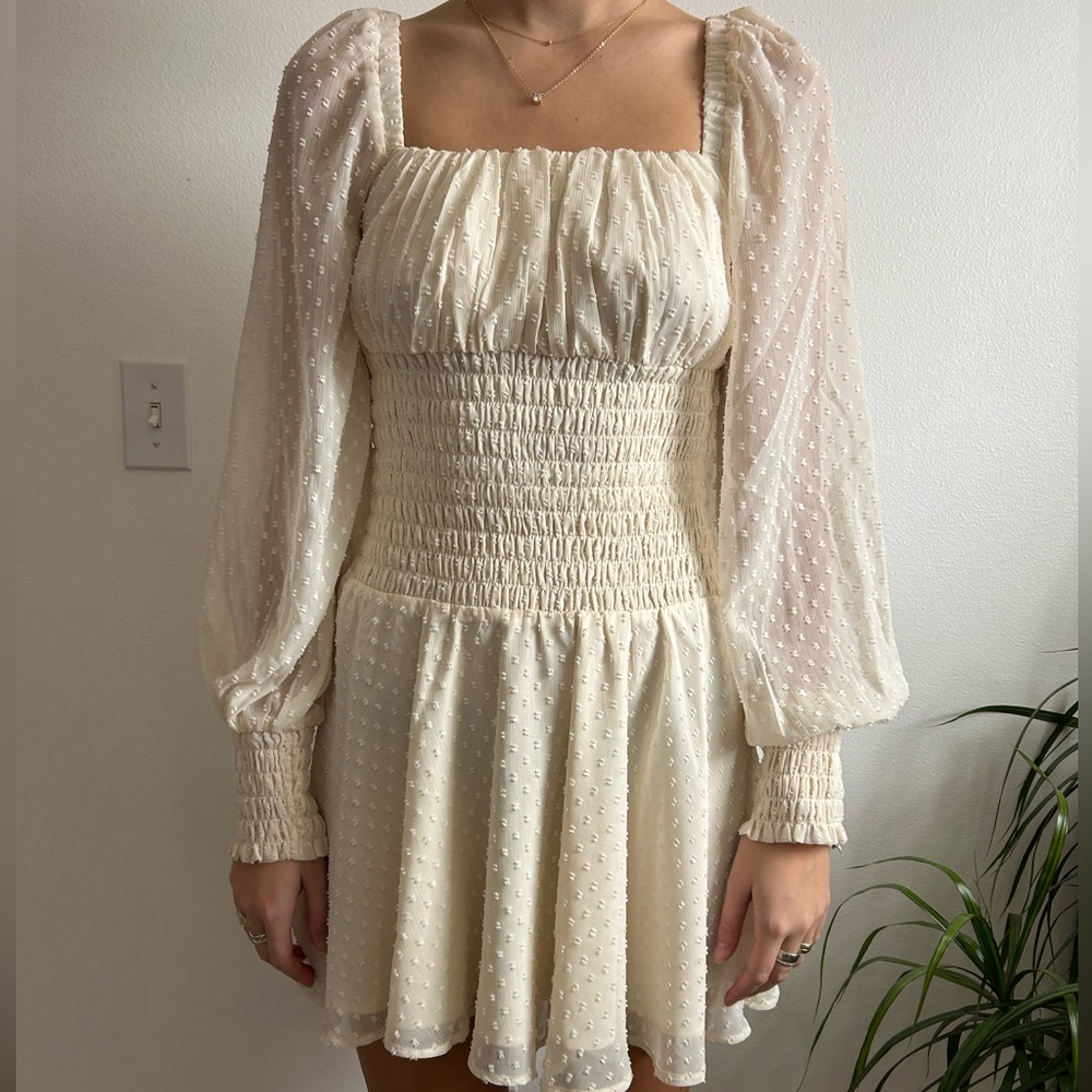 Cream short, formal dress